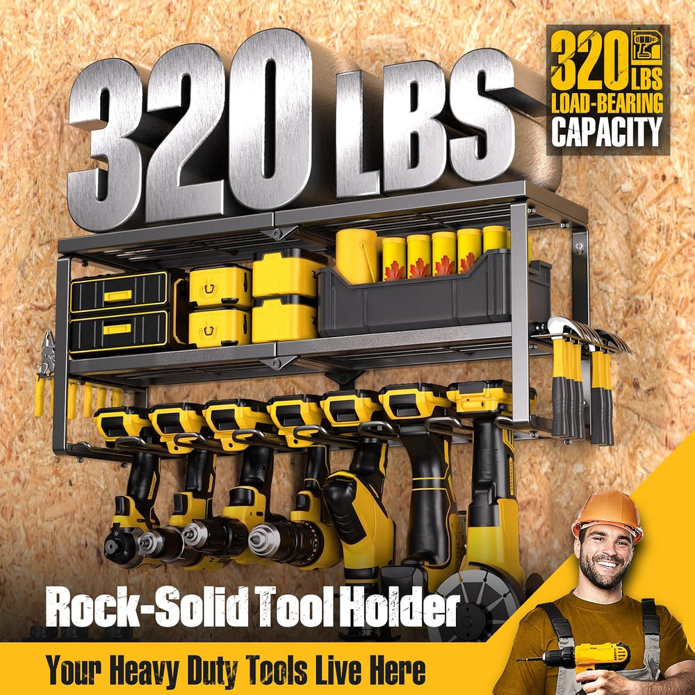 Power Tool Organizer for Tool Storage, Drill Holder Wall Mount with Screwdriv...