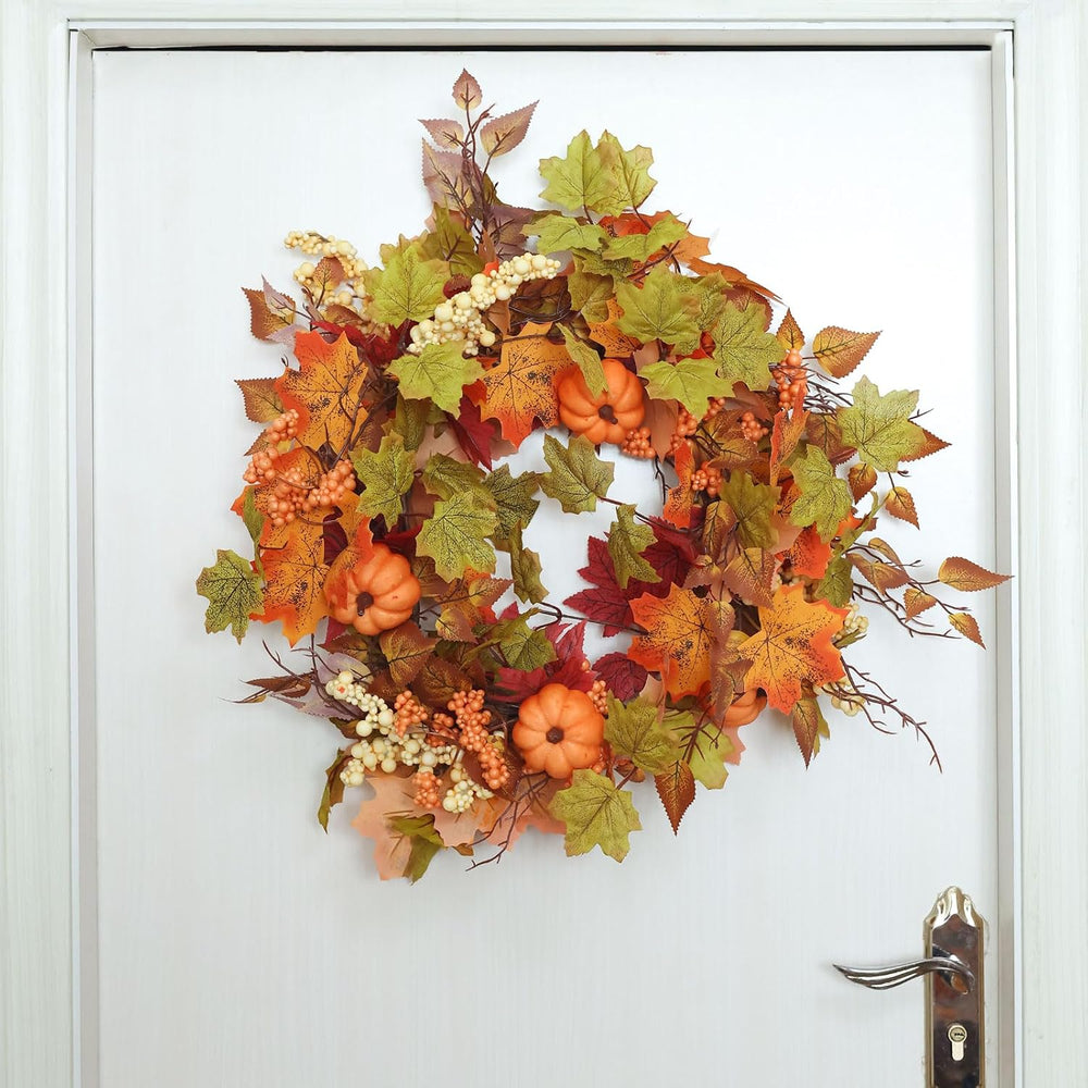 MIZII Fall Decor Artificial Maples Leaf Pumpkin Garland 6FT Autumn Maple Vine...
