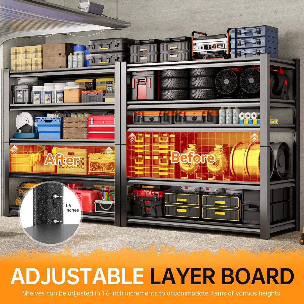 59" W Garage Shelving,5-Tier Heavy Duty Shelving Unit,3000LBS Adjustable...