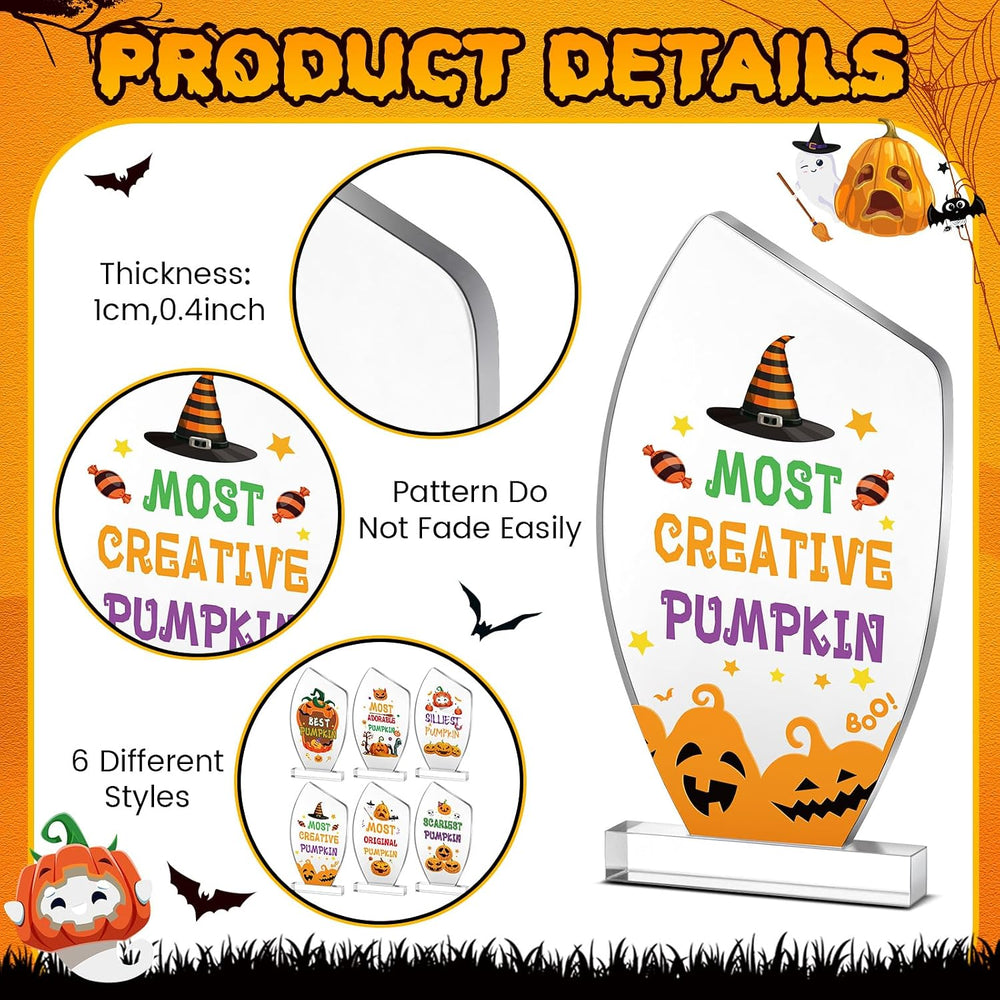 Pinkunn 6 Pcs 7.3'' Acrylic Halloween Trophy Awards