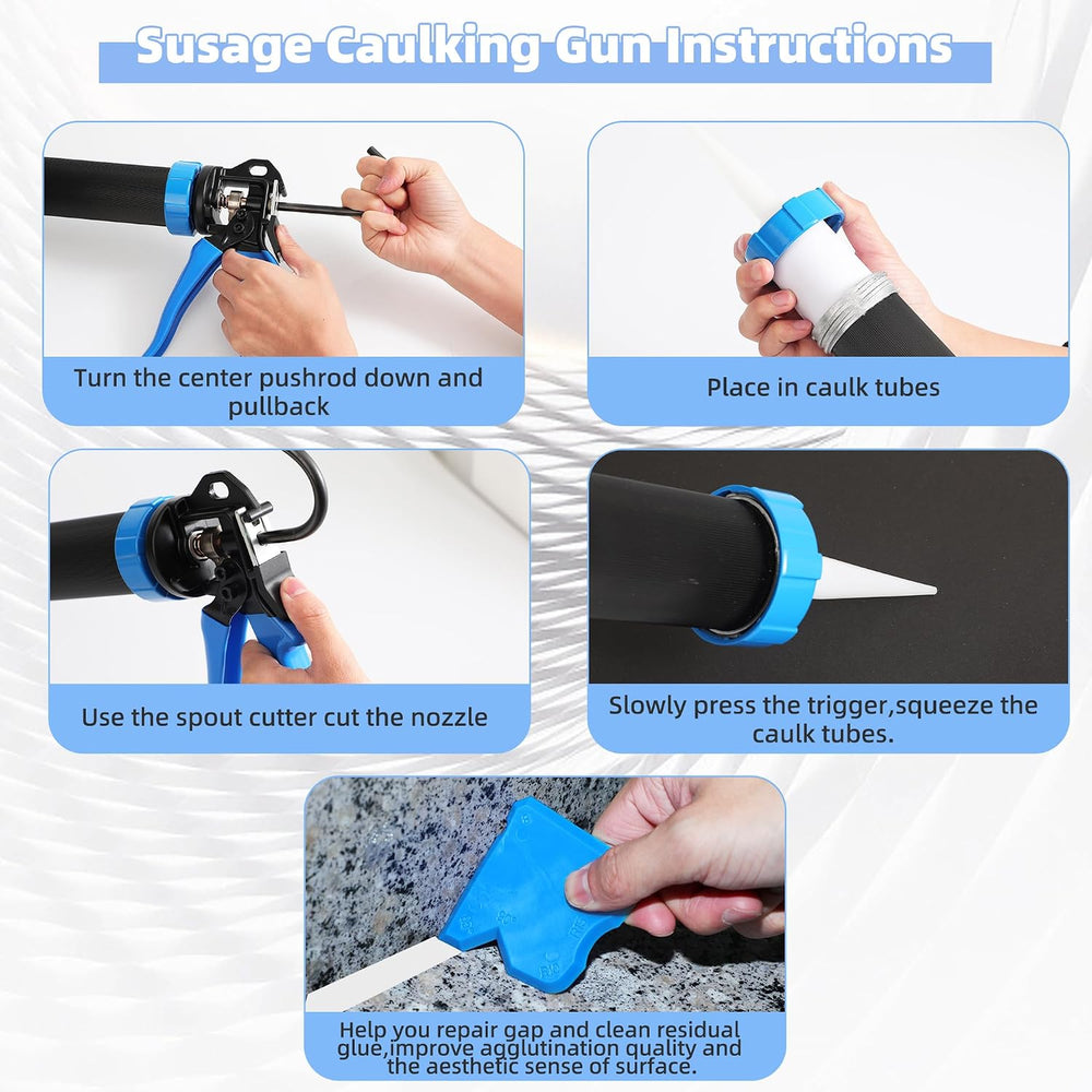PRO Sausage Caulk Gun Kit Heavy Duty Silicone Sausage Gun Thrust Ratio 25:1 N...