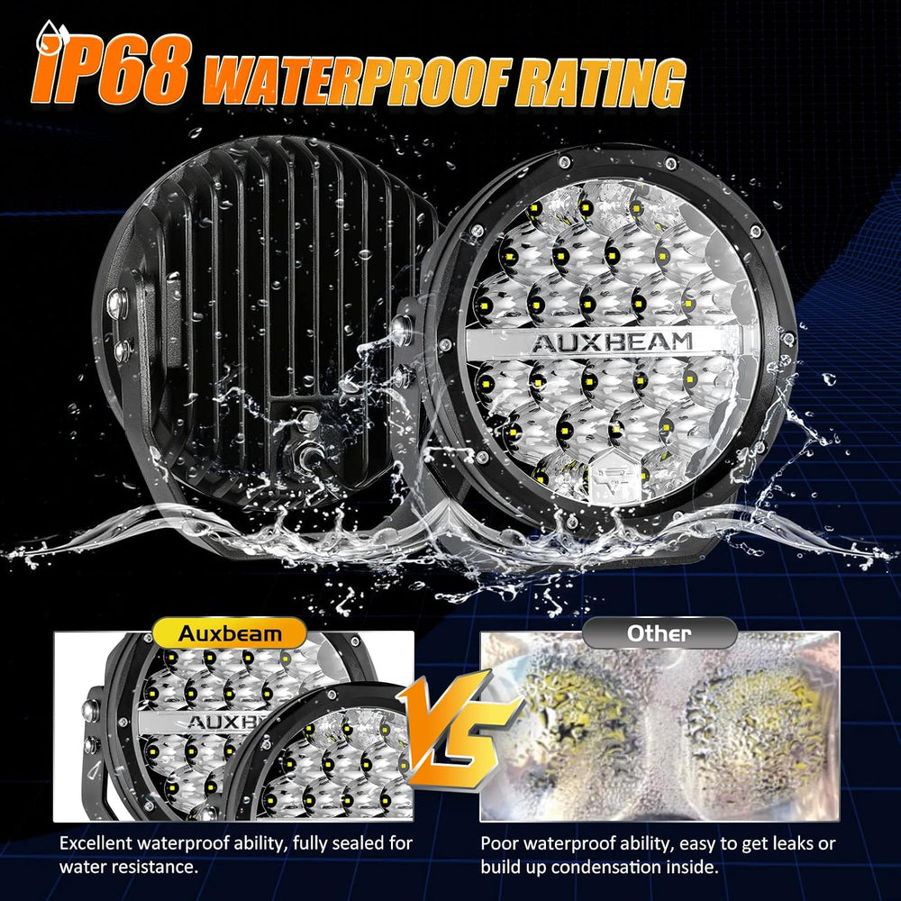 Auxbeam 7 Inch LED Round Driving Light 2PCS, 240W 24000 Lumens Waterproof Off...