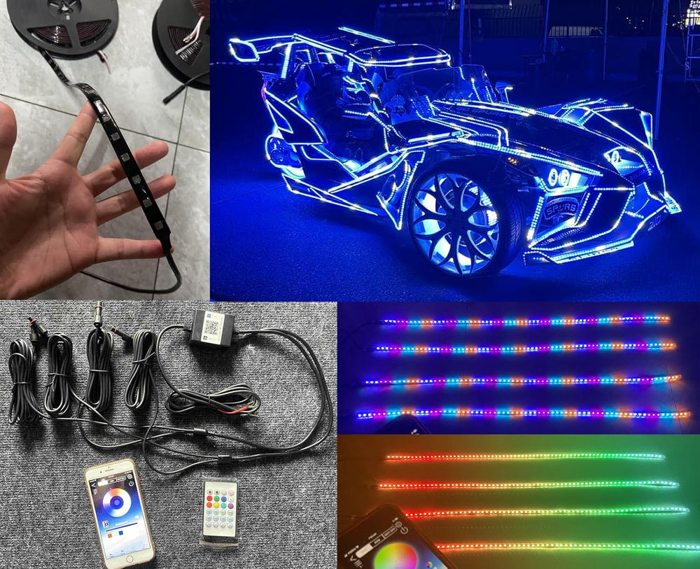 Black Out Full Tinted Smoked LEDs x4PCS 4FT 48" 1.2Meters RGB Dream Colo...