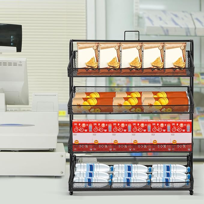 Retail Display Rack 4-Tier Market Merchandise Display Shelf Tabletop Fruit