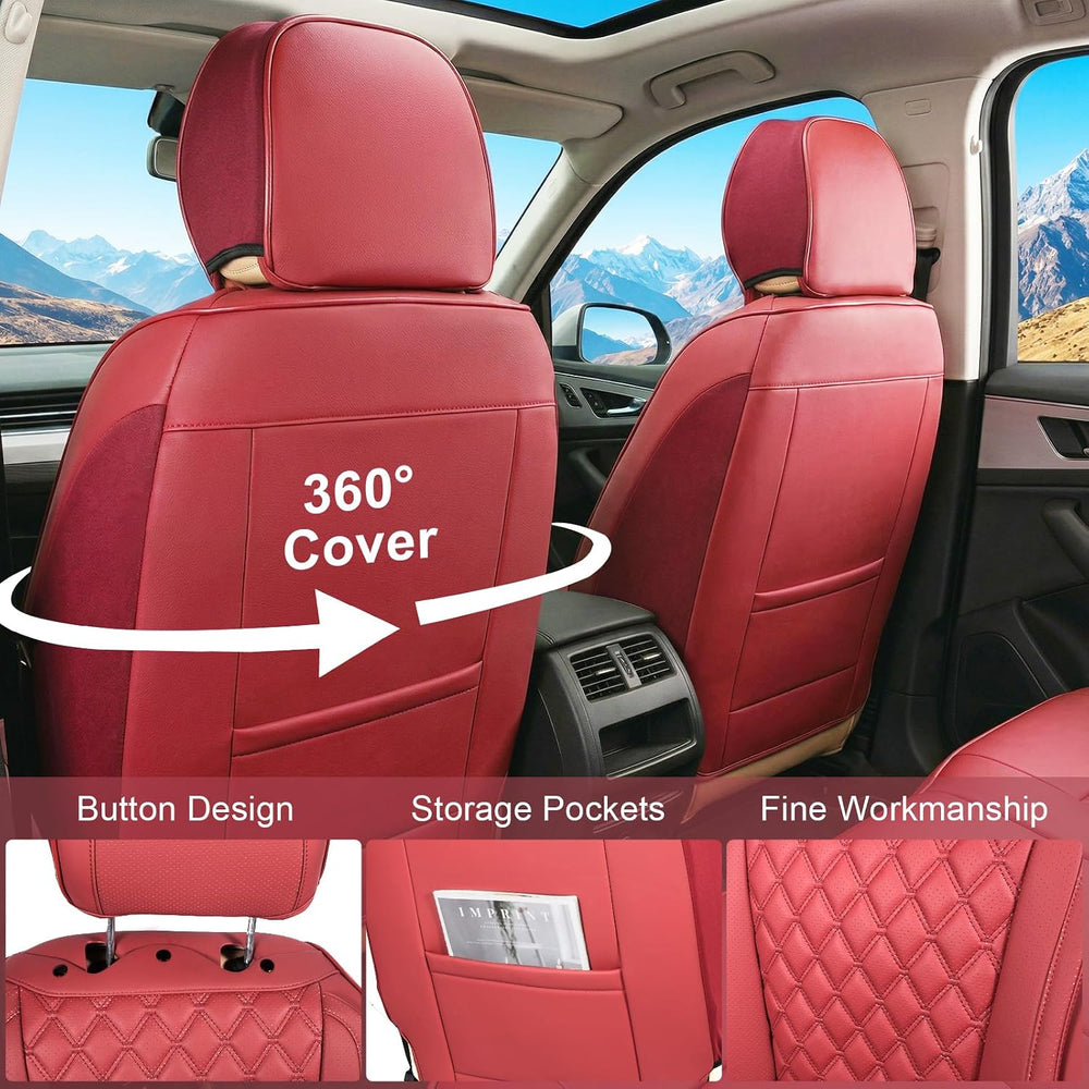 Car Seat Covers, Premium Nappa Leather Seat Covers for Car, Full Set