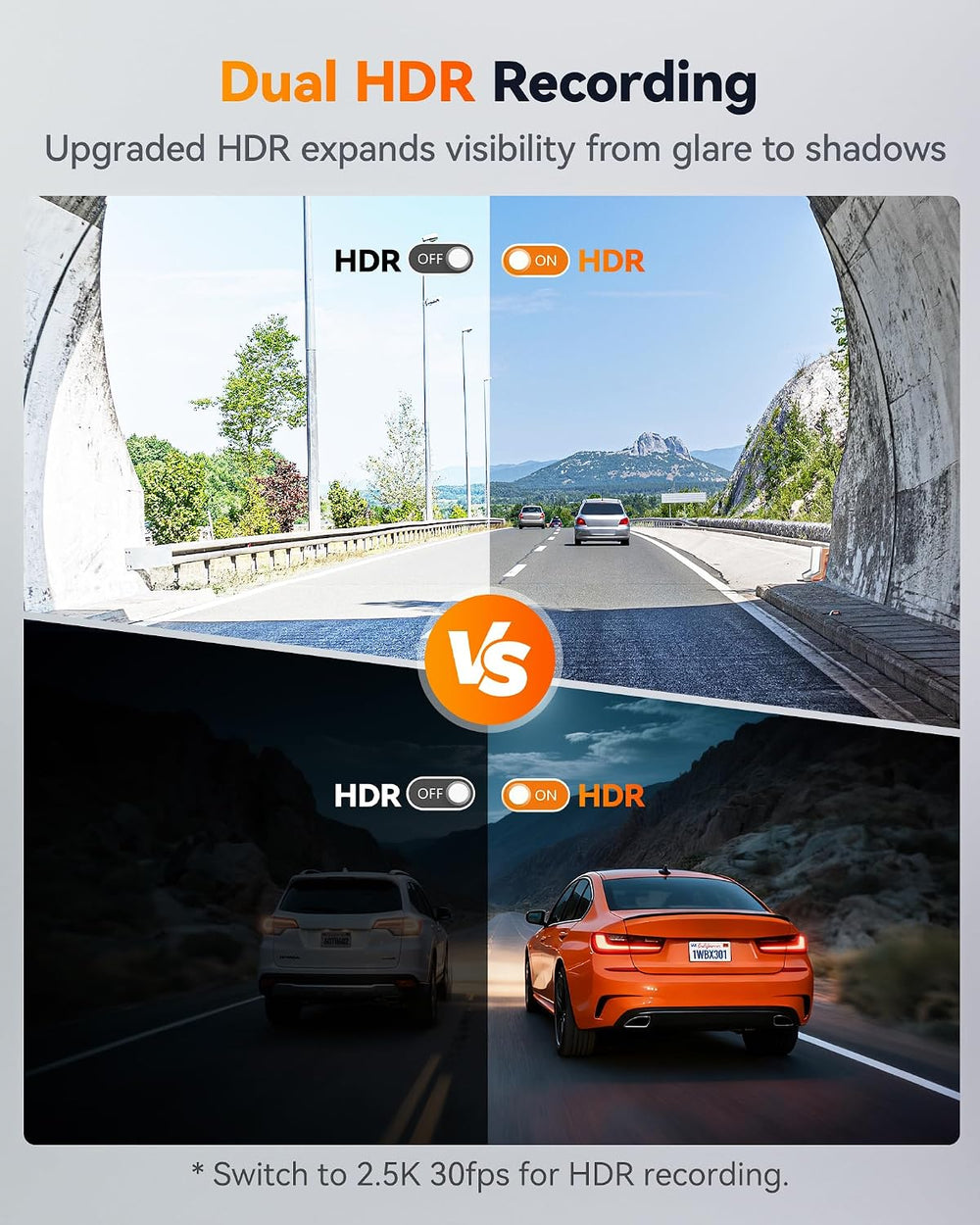 WOLFBOX X3 2.5K 60FPS +1080P Dash Camera, STARVIS 2 IMX675 with ADAS