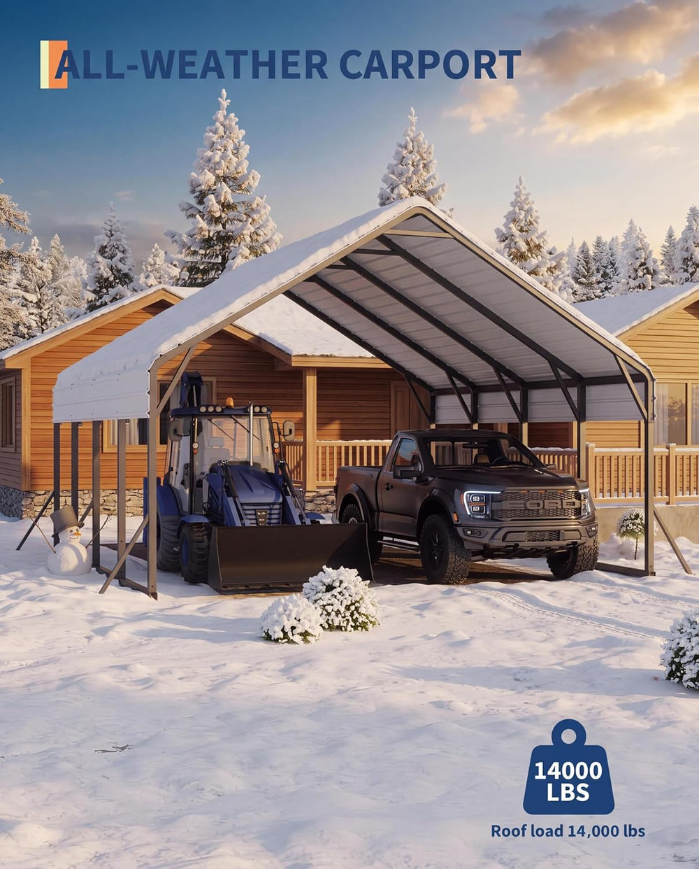 GarveeLife 20 ft x 20 ft x13 ft Metal Carport for 2 Cars