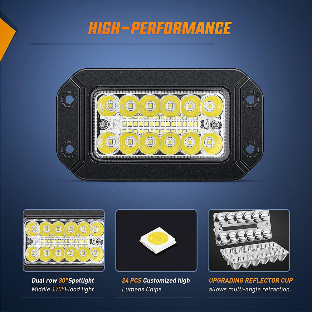 Nilight Flush Mount LED Light Pods 2PCS 6 Inch 39W Upgraded Spot Flood Combo ...