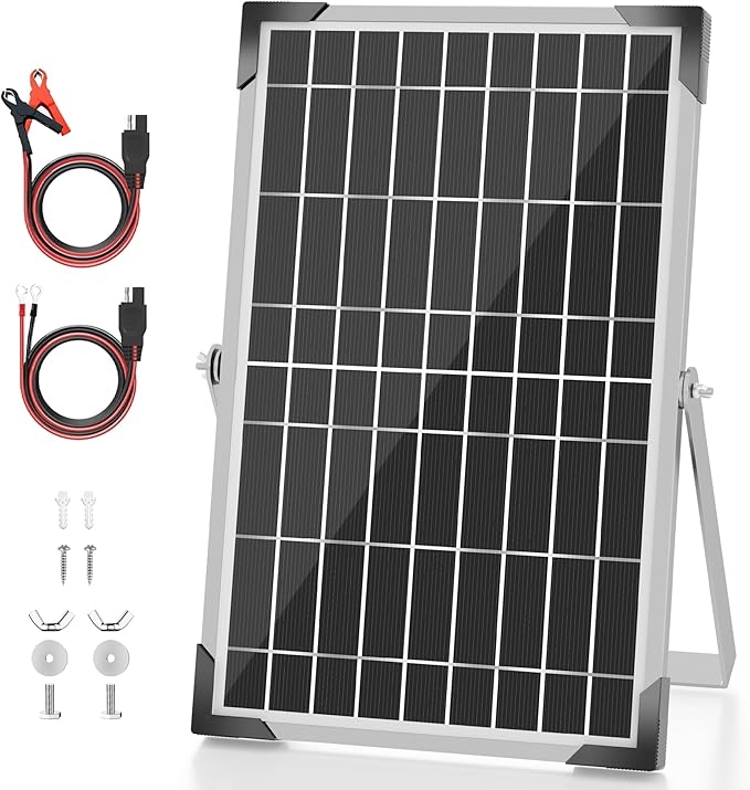 Solar Battery Trickle Charger: 10 Watt 12V Solar Panel Maintainer