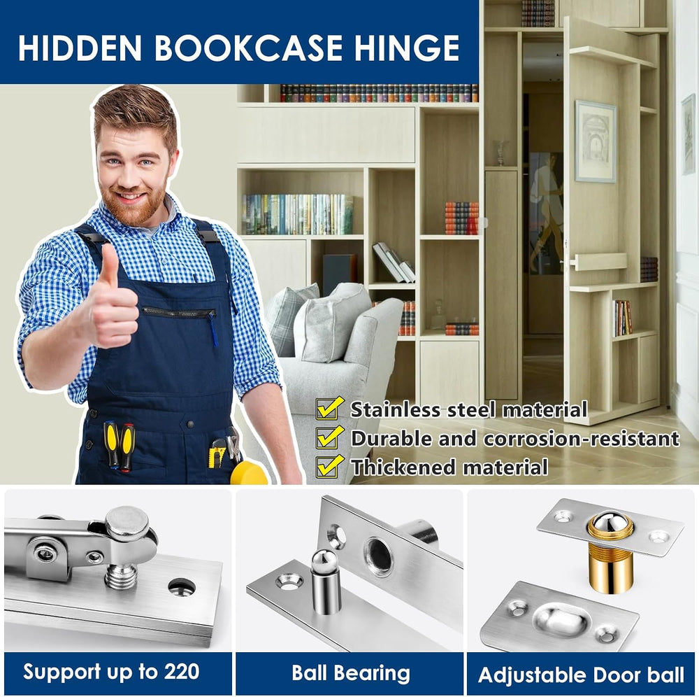 1 Pack | Heavy Duty Pivot Hinge Set with Door Ball Catch for Wood Door - HBL&...