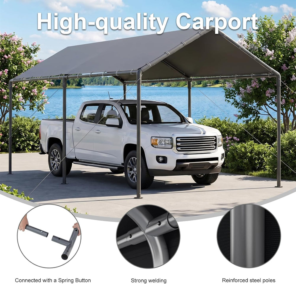 Carport, Heavy Duty Galavanized Carport Canopy, Party Car Tent Garage Shelter...