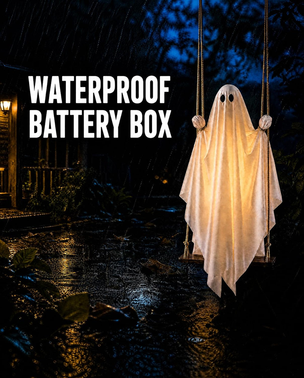 Halloween Decorations Outdoor 4FT Large Hanging Swing Ghost with LED Light
