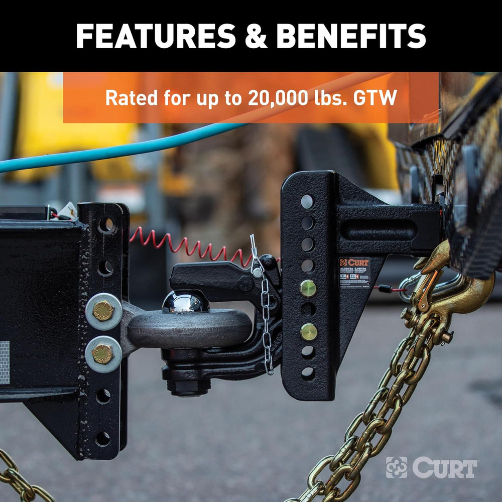 CURT 45908 Adjustable Ball and Pintle Channel Mount, 2-1/2" Shank, 20K