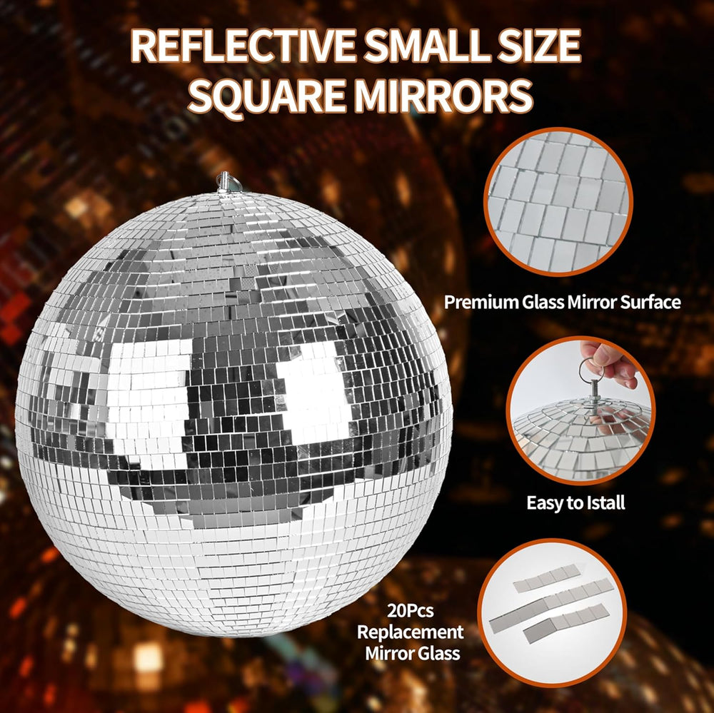 Large Disco Ball, 16 Inch Mirror Ball for Party Halloween Decor, Silver
