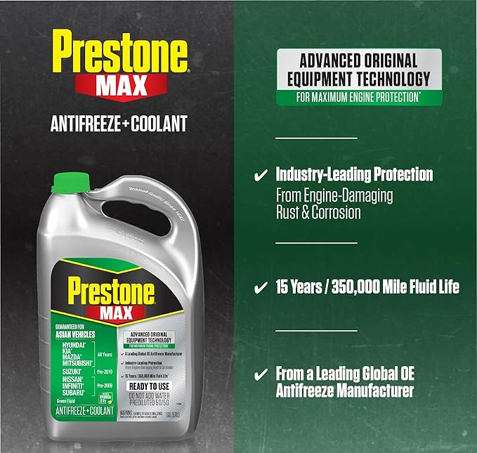 Prestone AF6610 MAX Asian Vehicles Anti-Freeze and Coolant, 1 Gallon (Pack of 6)