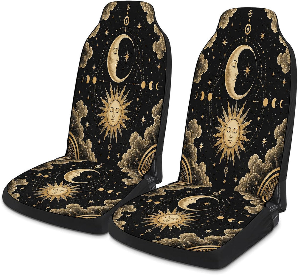 Boho Sun Moon Car Seat Covers Full Set, Universal Auto Seat Protector