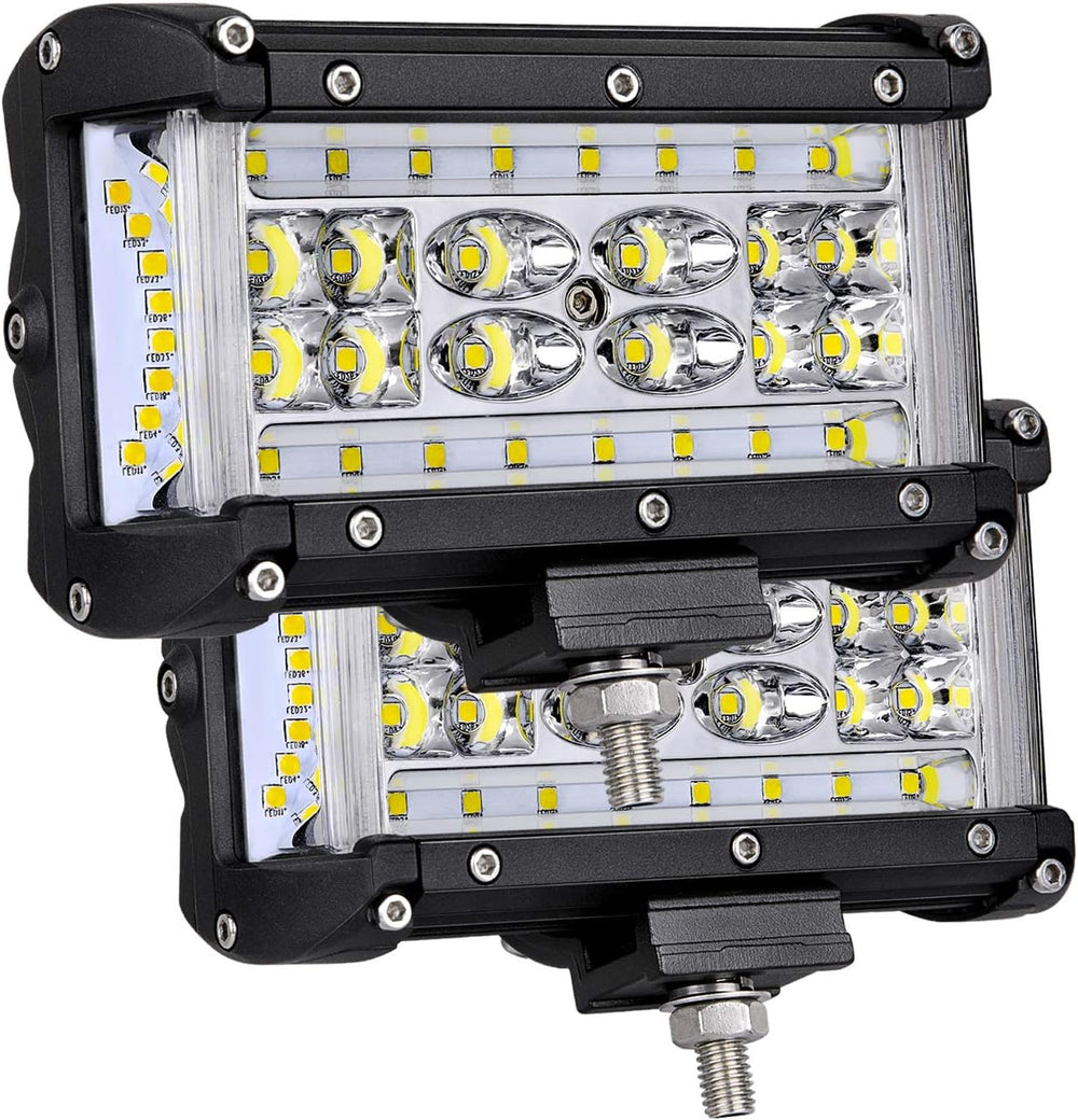 Side Shooter Light Pods, Muto-Beam 2PCS 5Inch Quad Row LED Light Bars Off Roa...