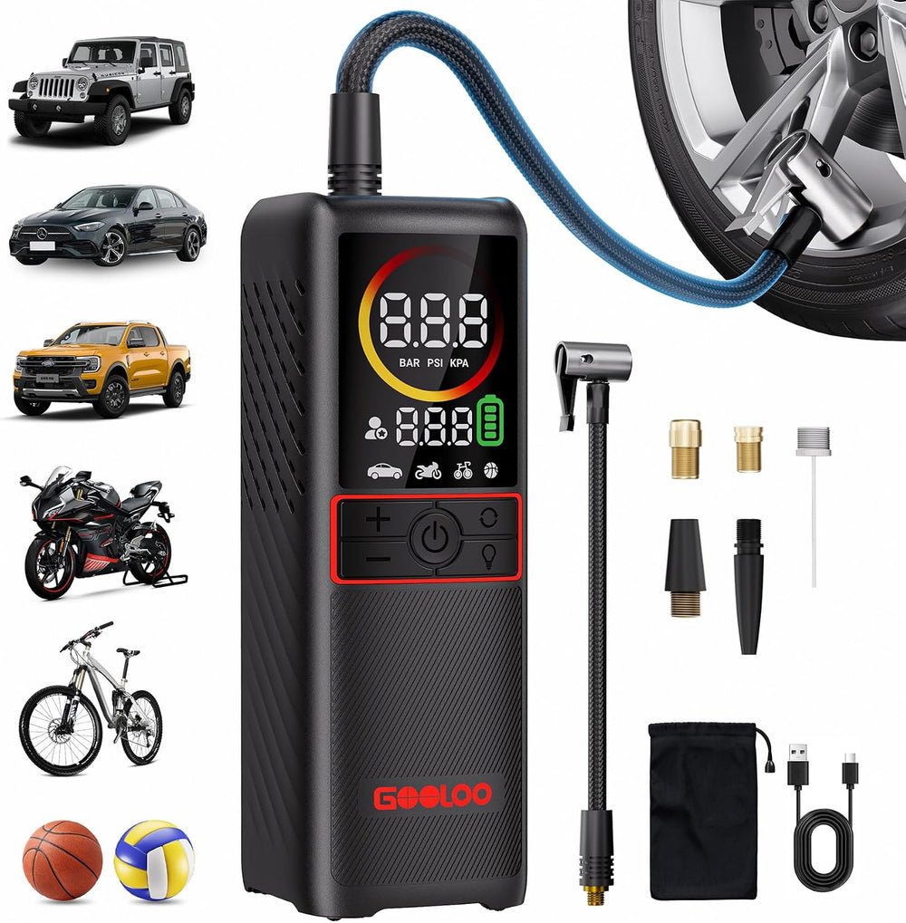 GOOLOO GT160 Tire Inflator Portable Air Compressor (160PSI & 7500mAh)