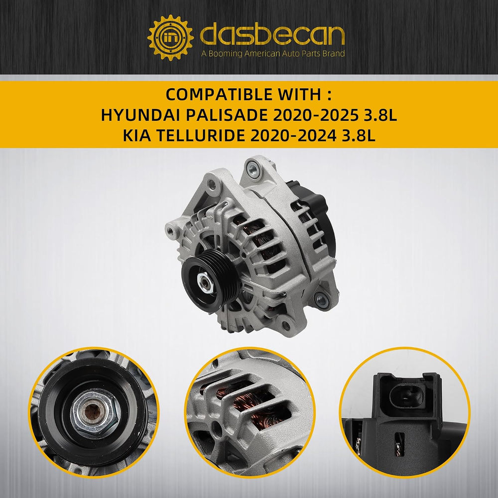 Dasbecan Alternator Compatible with Hyundai Palisade 20-25 KIA Telluride