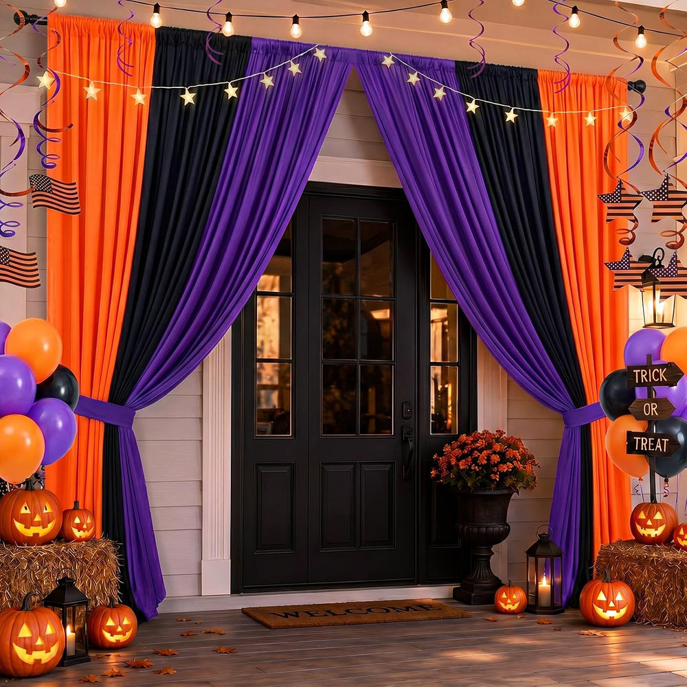 HunnmingRe 6 Pcs 15x10ft Halloween Backdrop Curtain Halloween Party Decor
