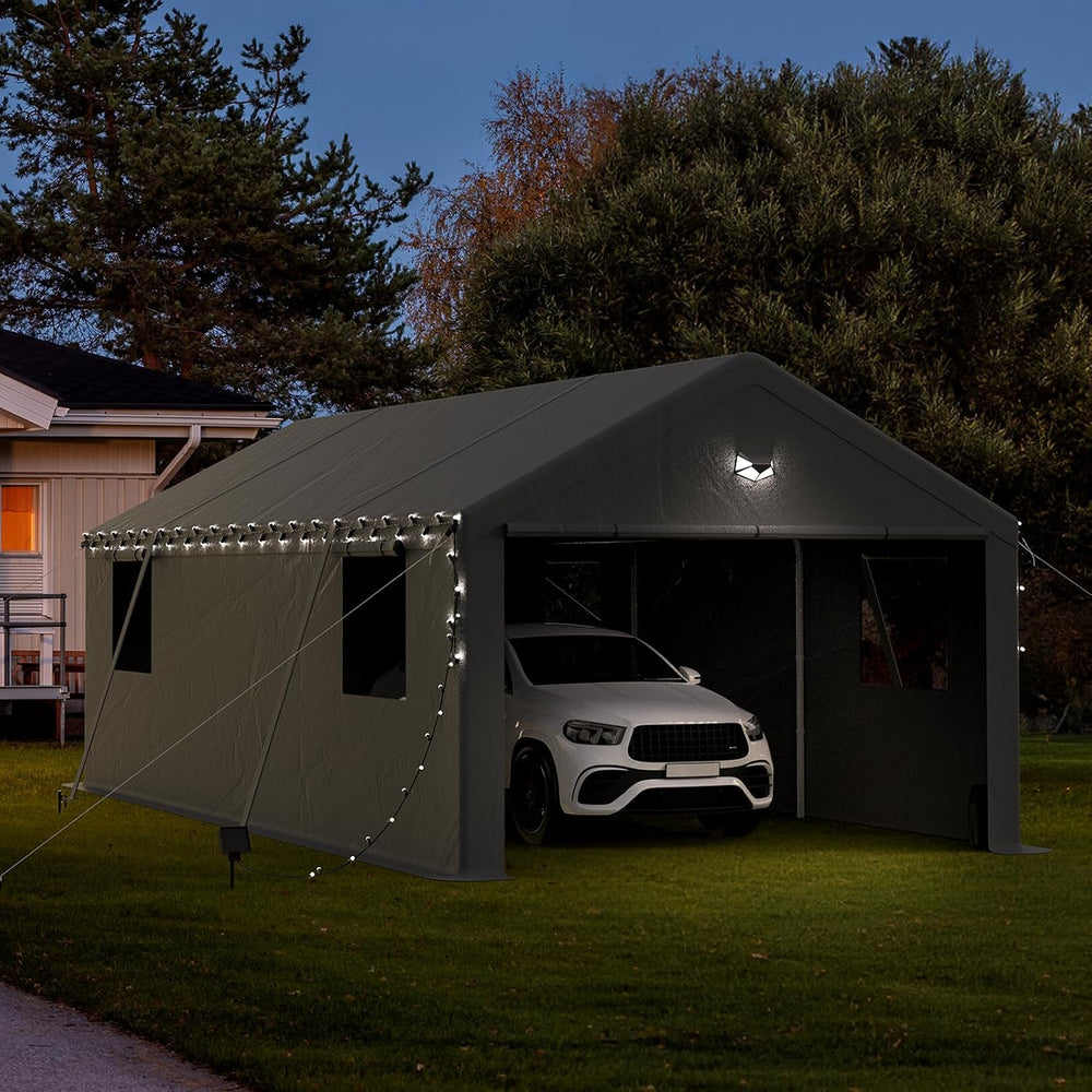 13x25 Heavy Duty Carport, Portable Garage with Doors & Windows