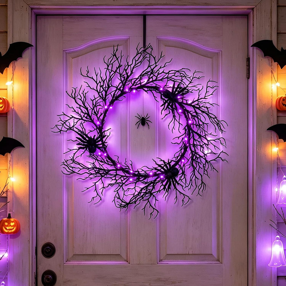 Adroiteet 24" Halloween Wreath for Front Door Halloween Decorations Outdoor