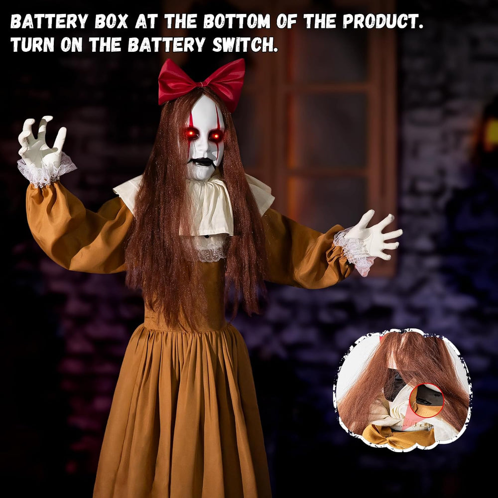 Halloween Animatronics Decorations, 6FT Animated Lifesize Scary Haunted Jumps...