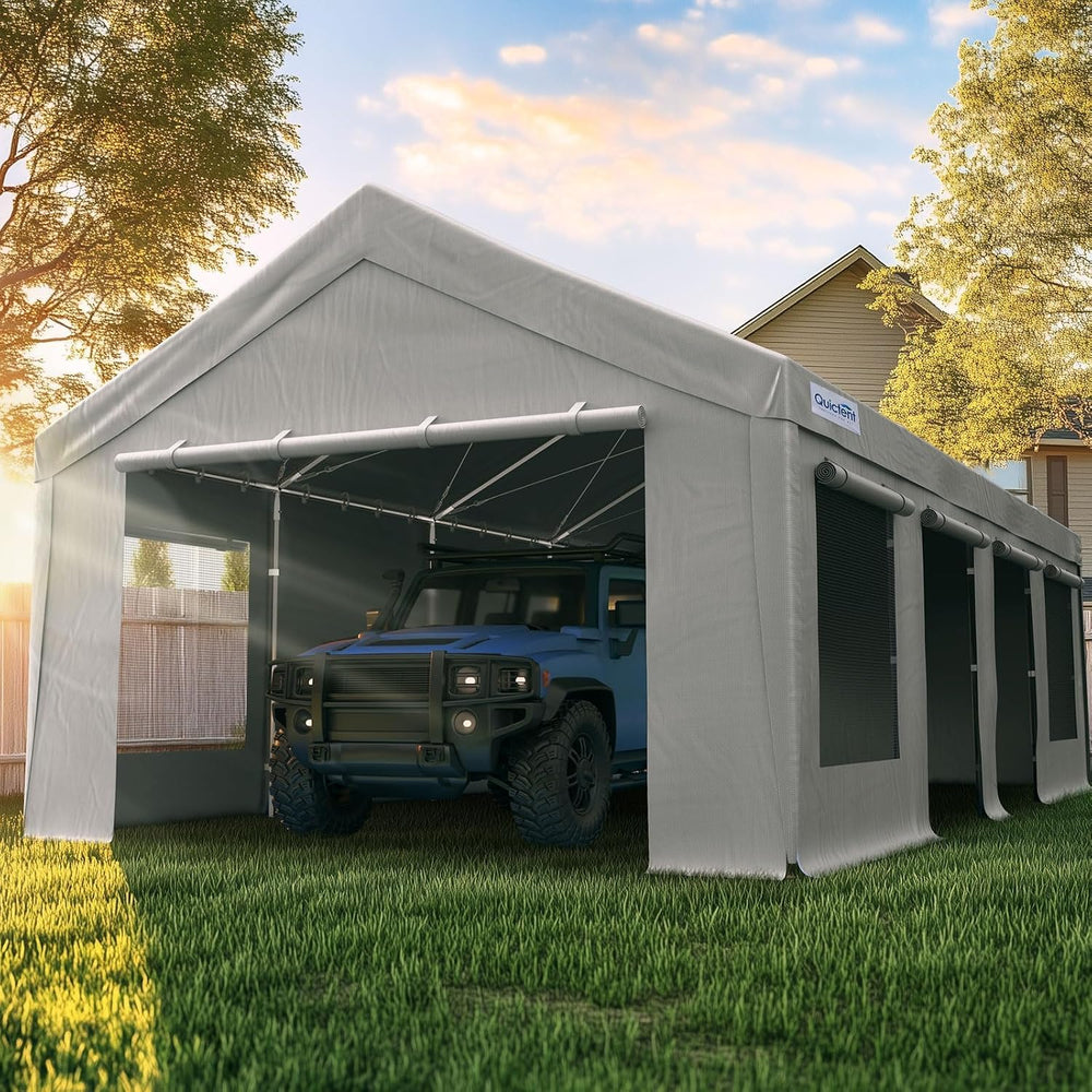 Quictent Heavy Duty 13x25 ft Carports with Side Zipper Doors