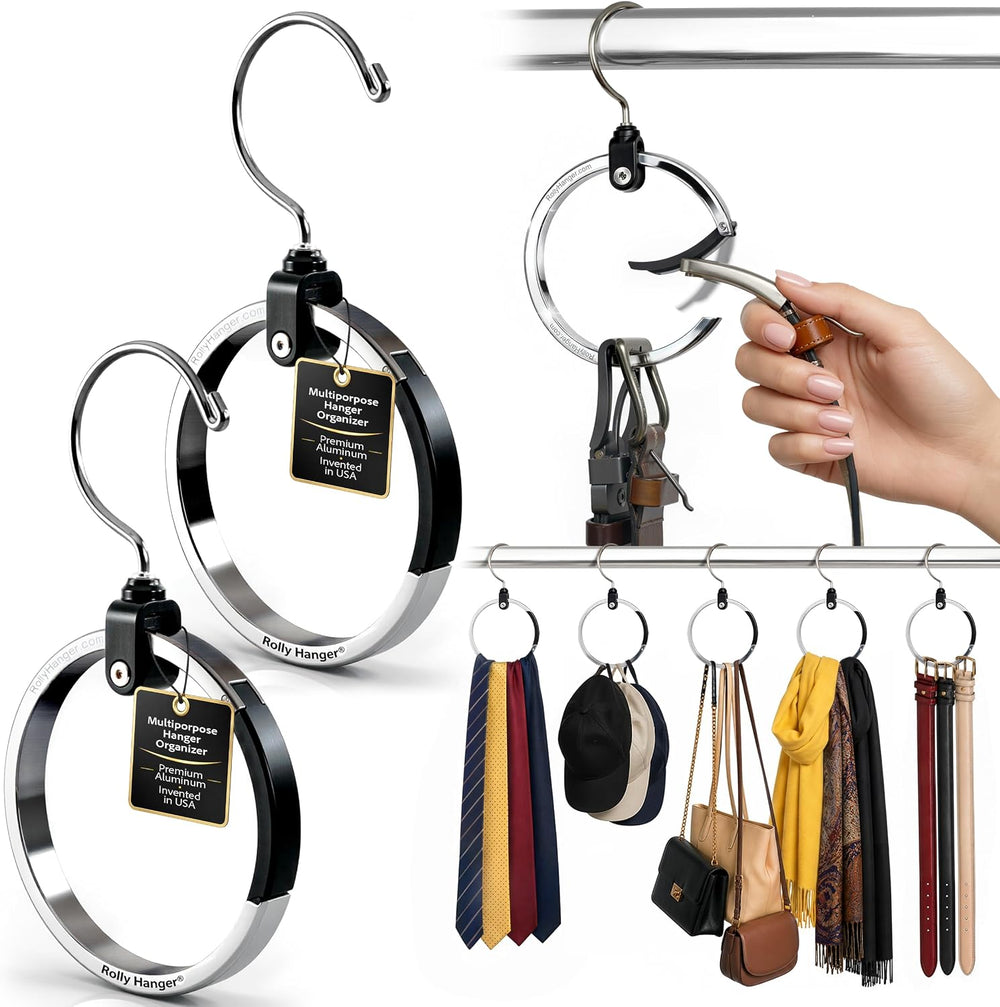 Rolly Hangerยฎ Premium Closet Organizer, Rotating Aluminum Ring Hanger with 36...