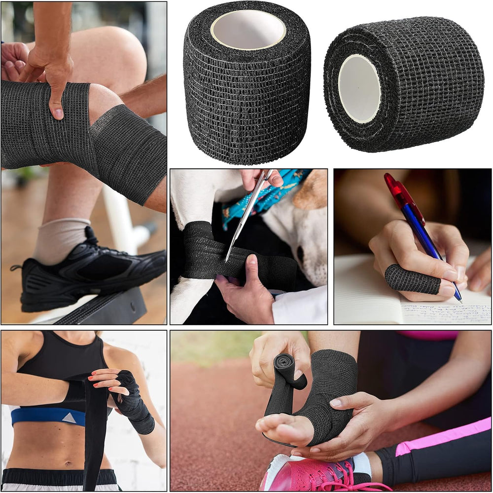 Treela 64 Pack 2" X 5 Yards Self Adhesive Bandage Wrap Black