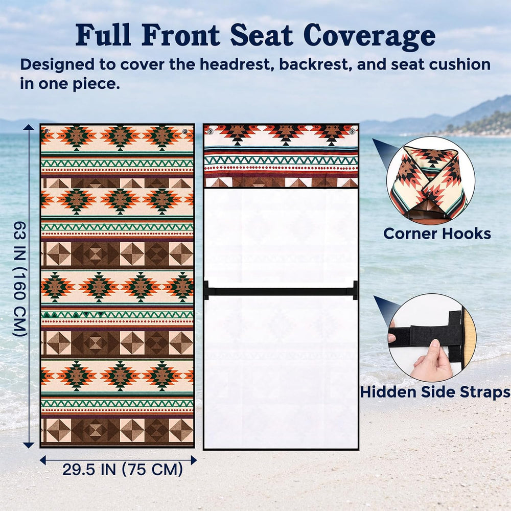 Chenille Car Seat Cover Towel, 2-Pack, Southwest Beige