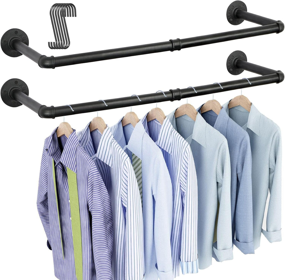 OROPY 38.4" Industrial Pipe Clothes Rack Wall Mounted, Heavy Duty, 2 Pack