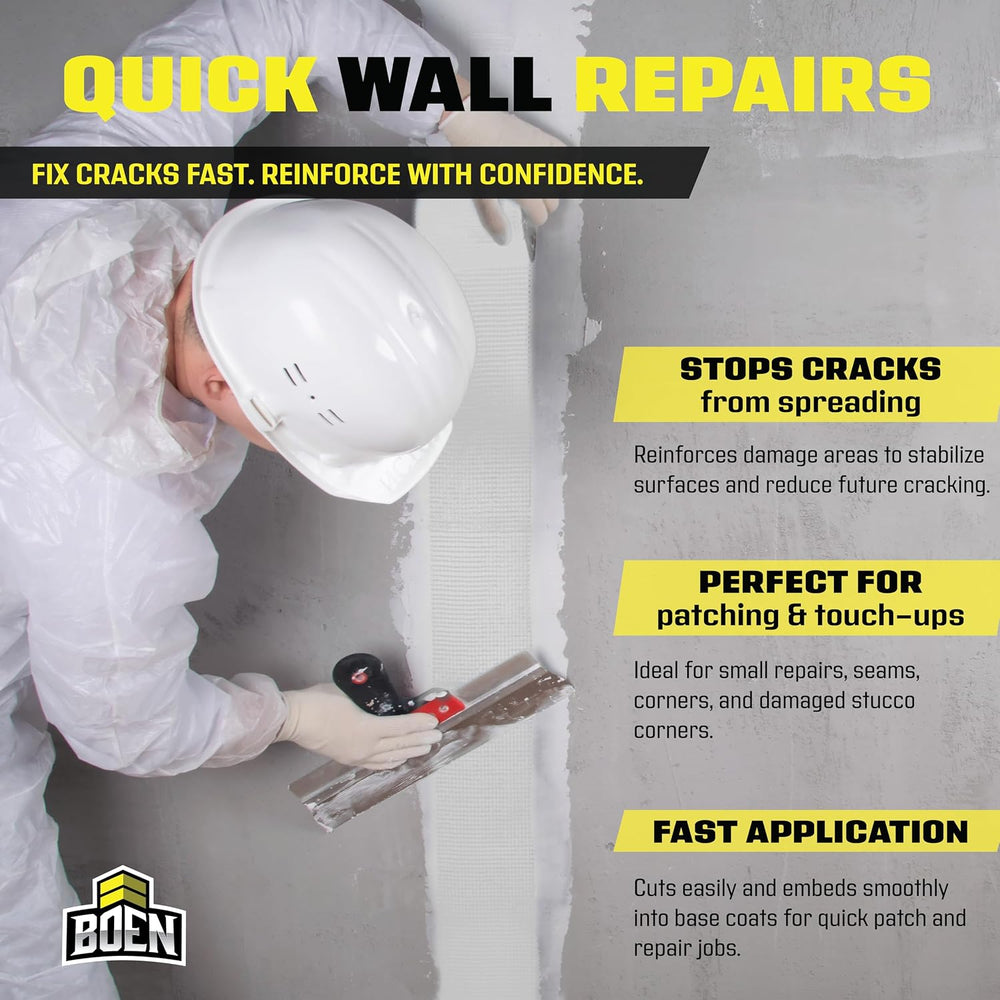 EIFS Stucco Mesh Tape 9.5"x150', Self-Adhesive Fiberglass Drywall Re...