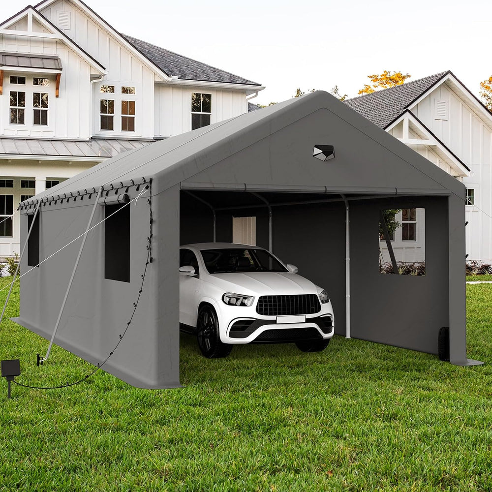 13x25 Heavy Duty Carport, Portable Garage with Doors & Windows