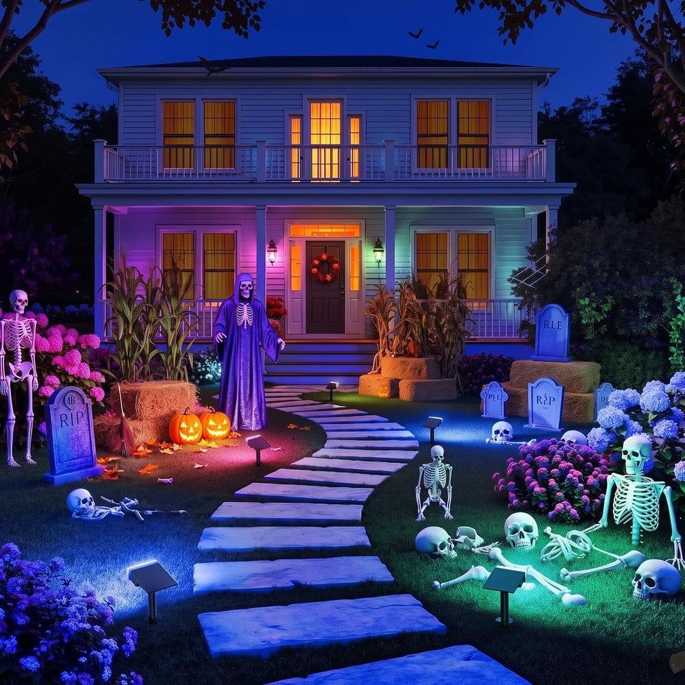 Consciot Solar Spot Lights Outdoor, Halloween Lights, 170ยฐ Wide Beam