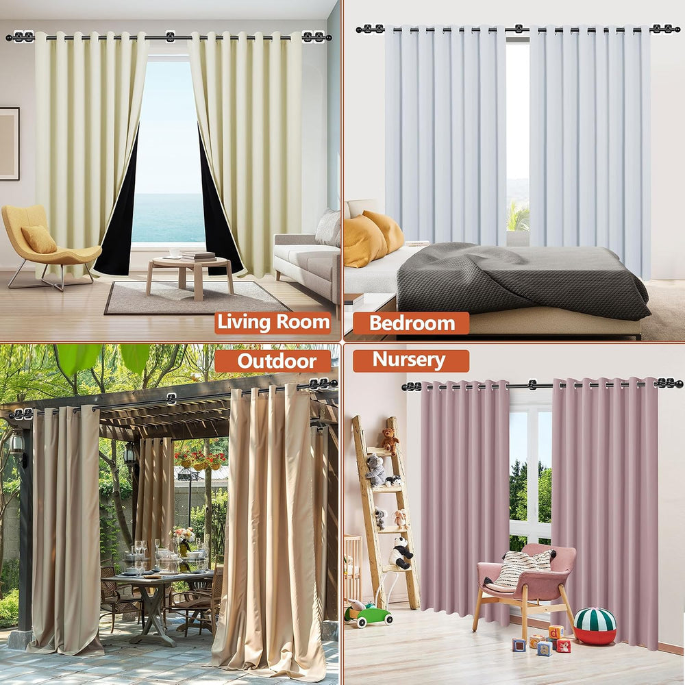 2 Pack Adhesive Curtain Rod No Drilling for Renter 66 to 120" Adjustable
