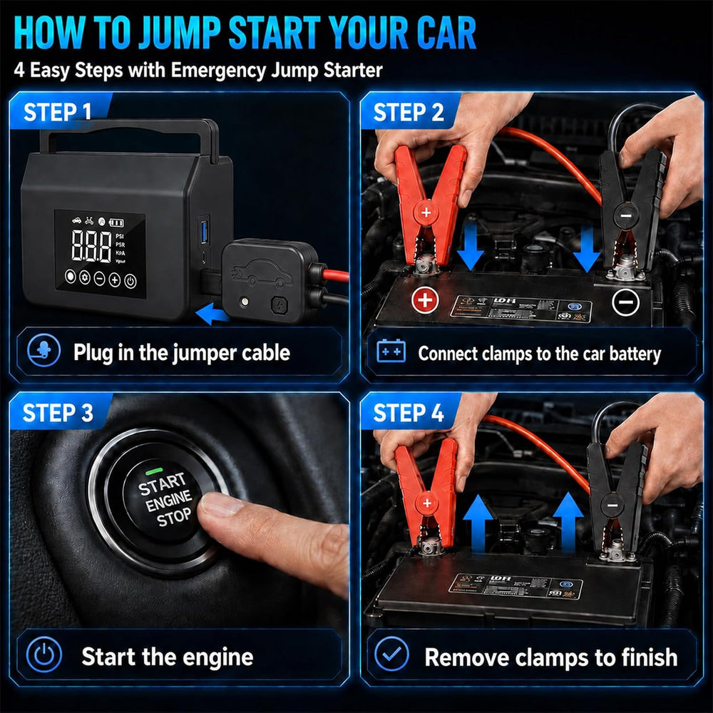 4000A Portable Jump Starter, Car Battery Jump Starter with Air Compressor