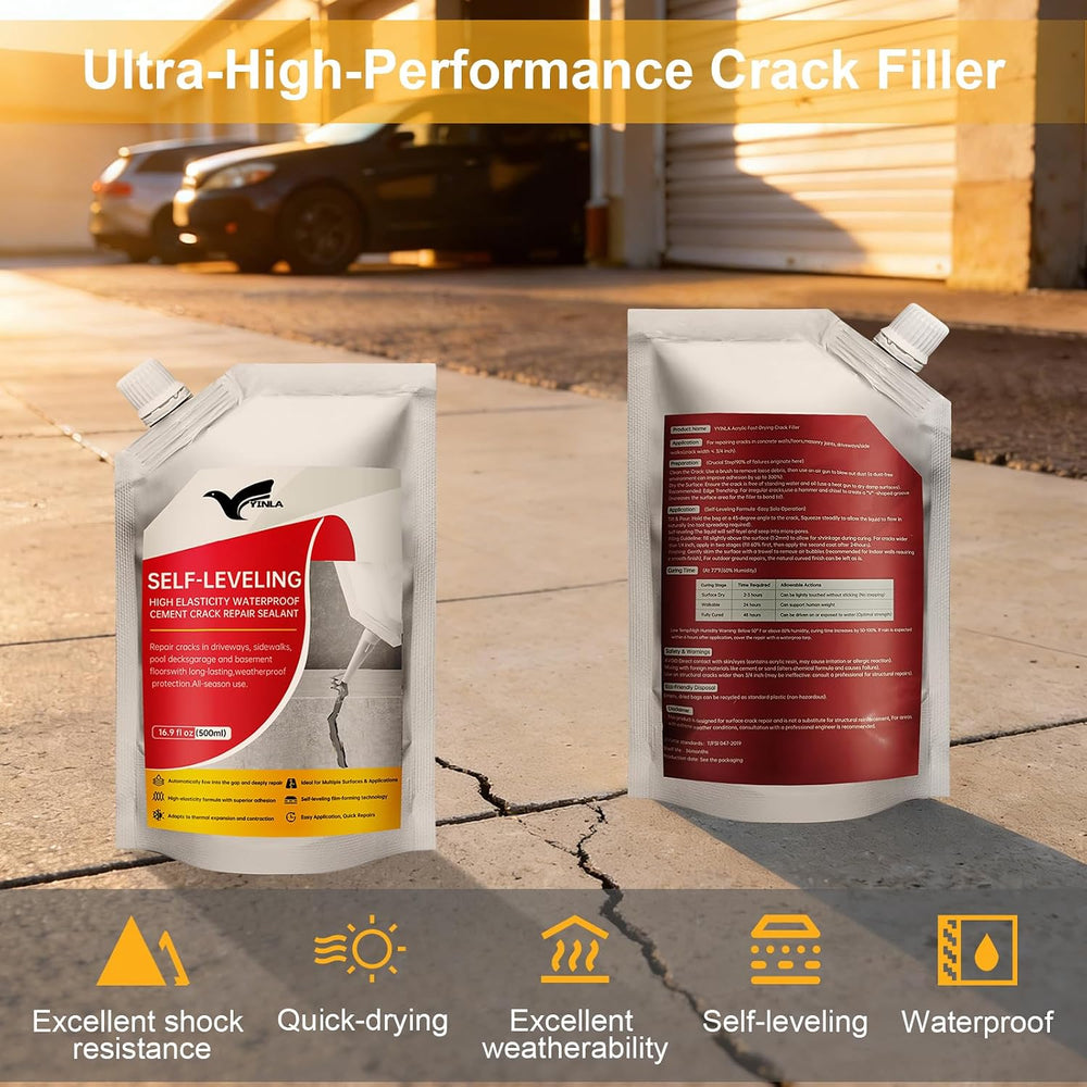 Concrete Crack Filler, 4PC High Elasticity Self-Leveling Sealant - Waterproof...