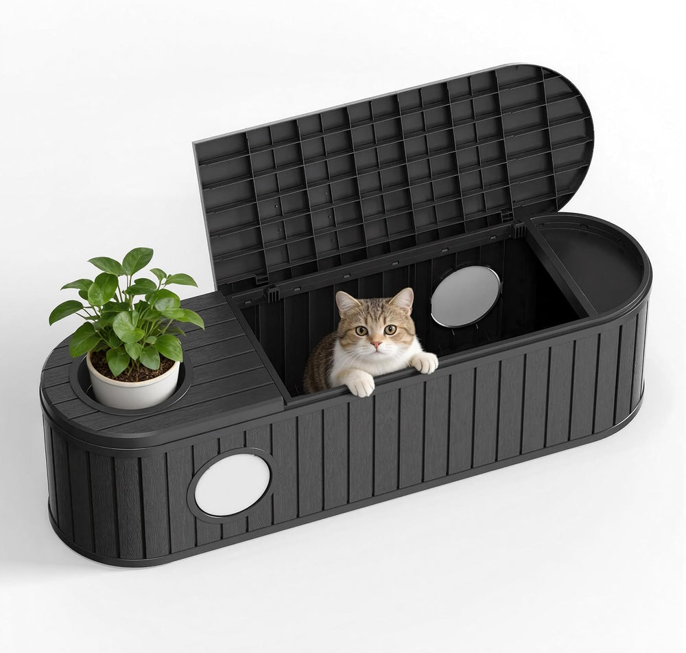 DRATO Outdoor Storage Box, Resin Deck Storage Box Waterproof Patio Storage Bo...