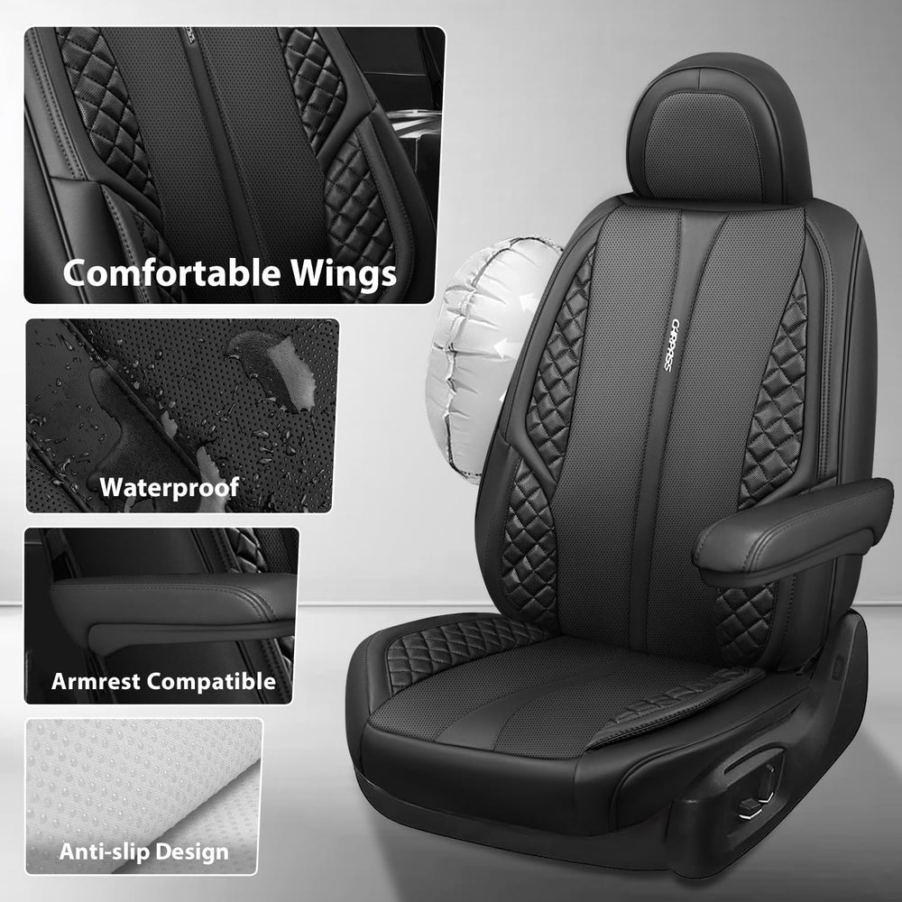 CAR PASS Nappa Leather Car Seat Covers Full Set, Luxury Seat Protector for Ca...