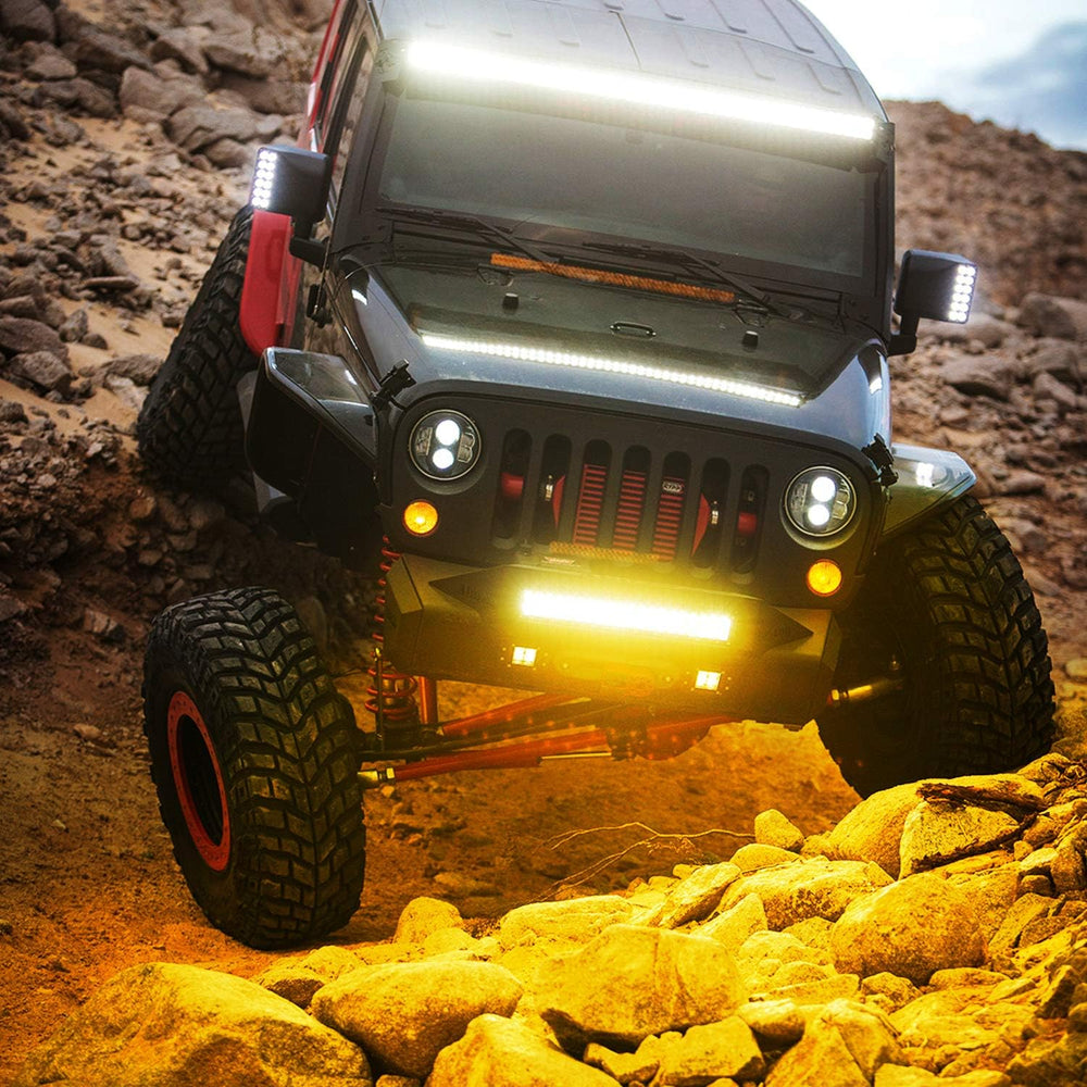 Nilight LED Light Bar 20Inch 420W Yellow Flood Spot Combo Triple Row Driving ...