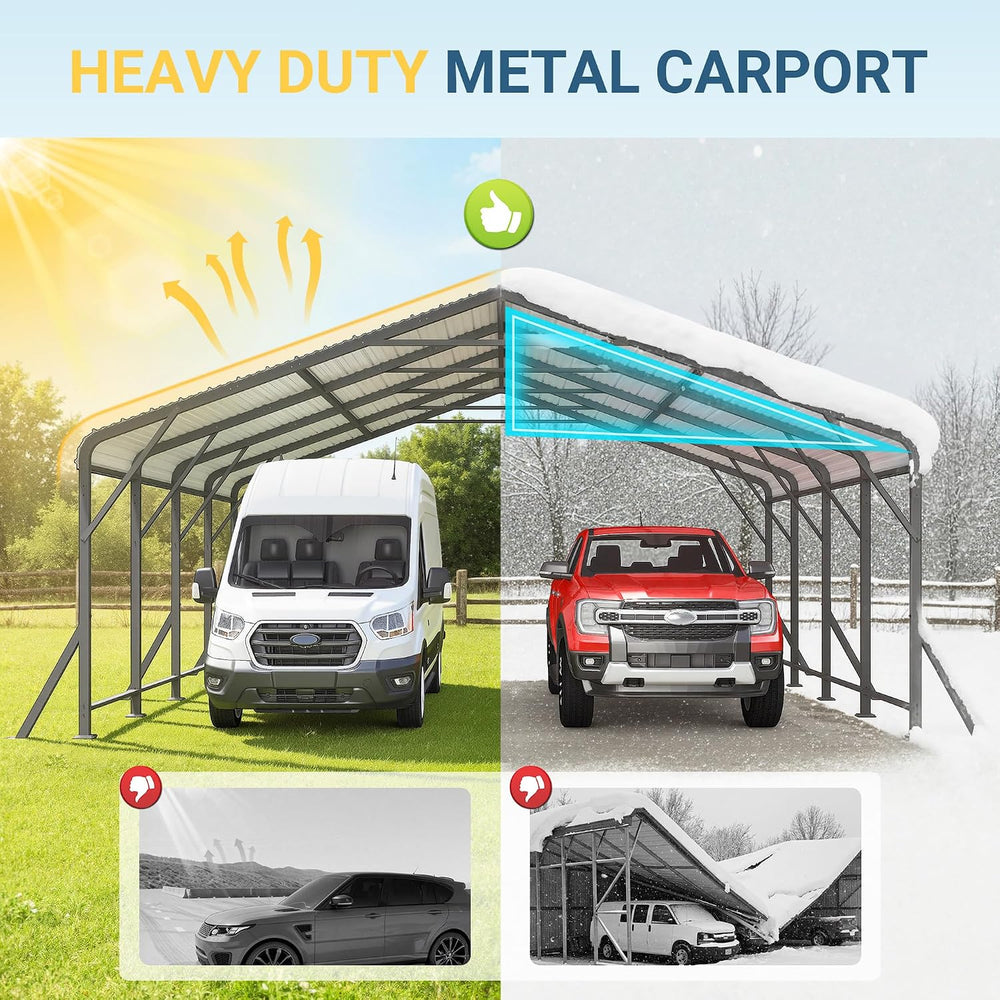 Wisteria Lane Metal Carport, Carports 20x20 Heavy Duty with Thicker Frame and...