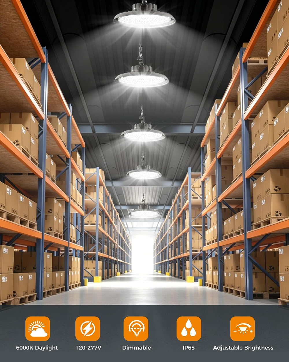 AIKVSXER 180W UFO High Bay Light 32400LM 6000K, 1-10V Dimmable Shop Lights