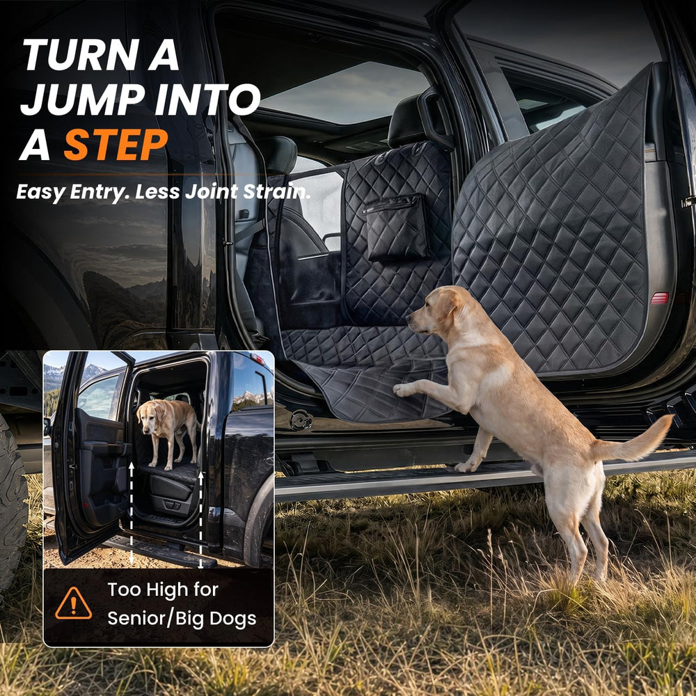 REEVAA Dog Truck Floor Cover with Door Protection, for Back Seat, XL,Black