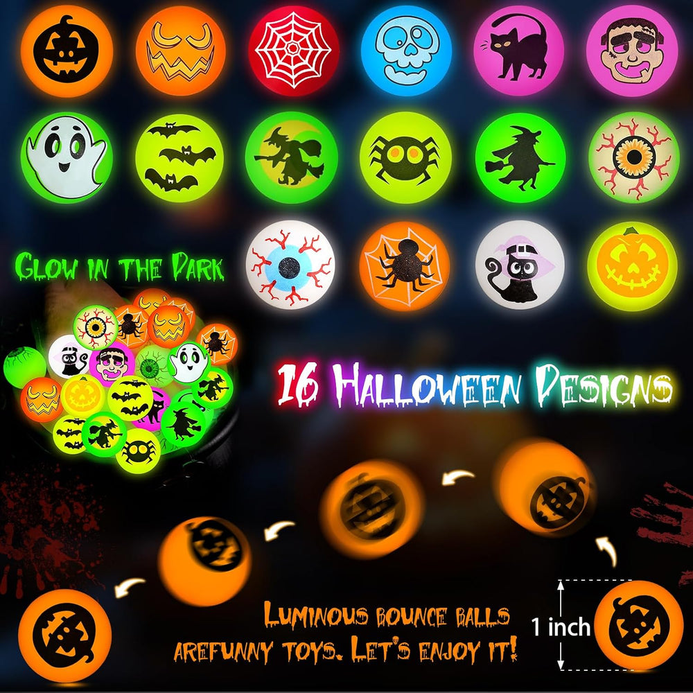 210 PCS Halloween Party Favors, Halloween Glow in The Dark Bouncy Balls