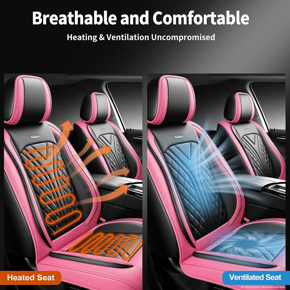 for Subaru Forester 2005-2027 Fit Seat Covers, Black&Pink