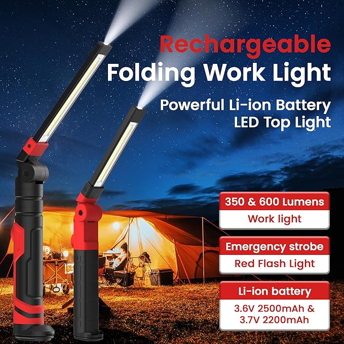 Rechargeable LED Work Light, Magnetic Flashlight Mechanic Light Tool Gifts (2...