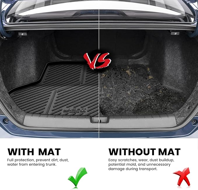 LASFIT Trunk Mat for Honda Civic Sedan 2016-2021, All Weather TPE Custom Fit