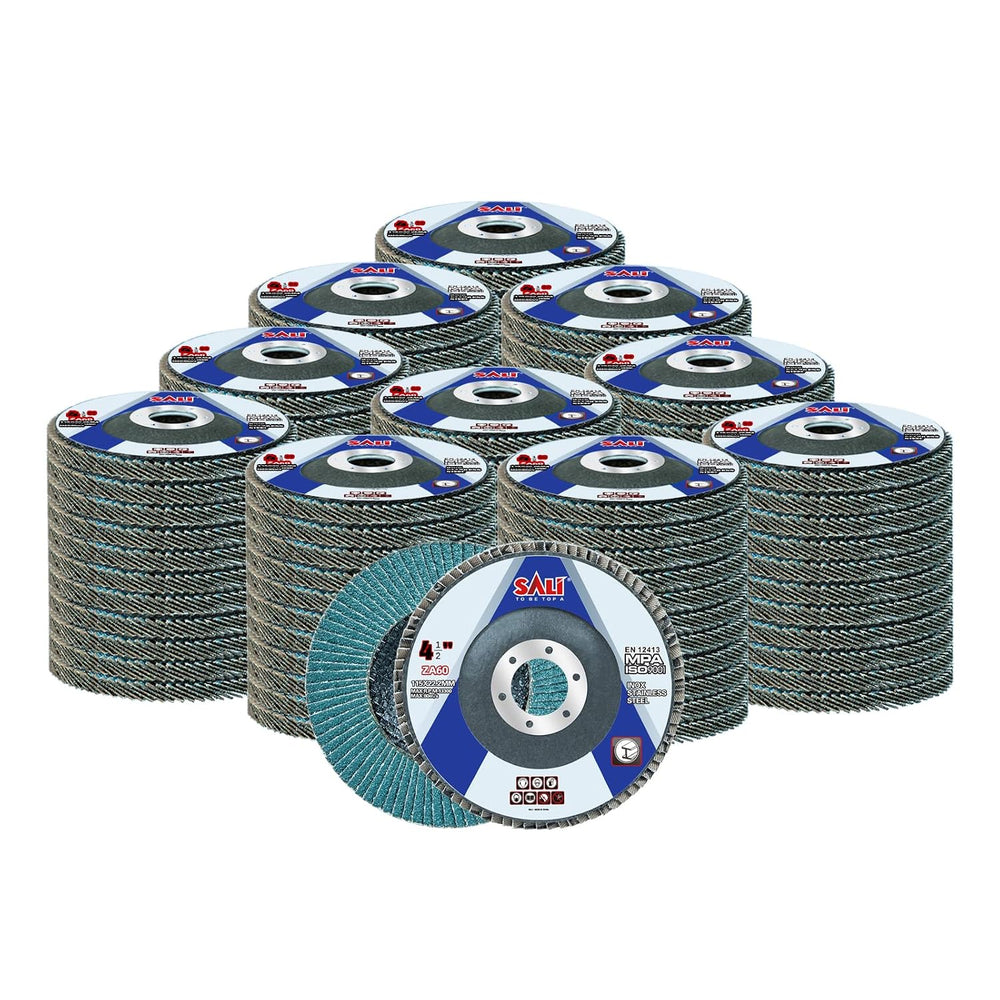 Sali 100 Pack Zirconia Flap Disc 60 Grit 4.5" x 7/8-Inch Sanding Disc Be...
