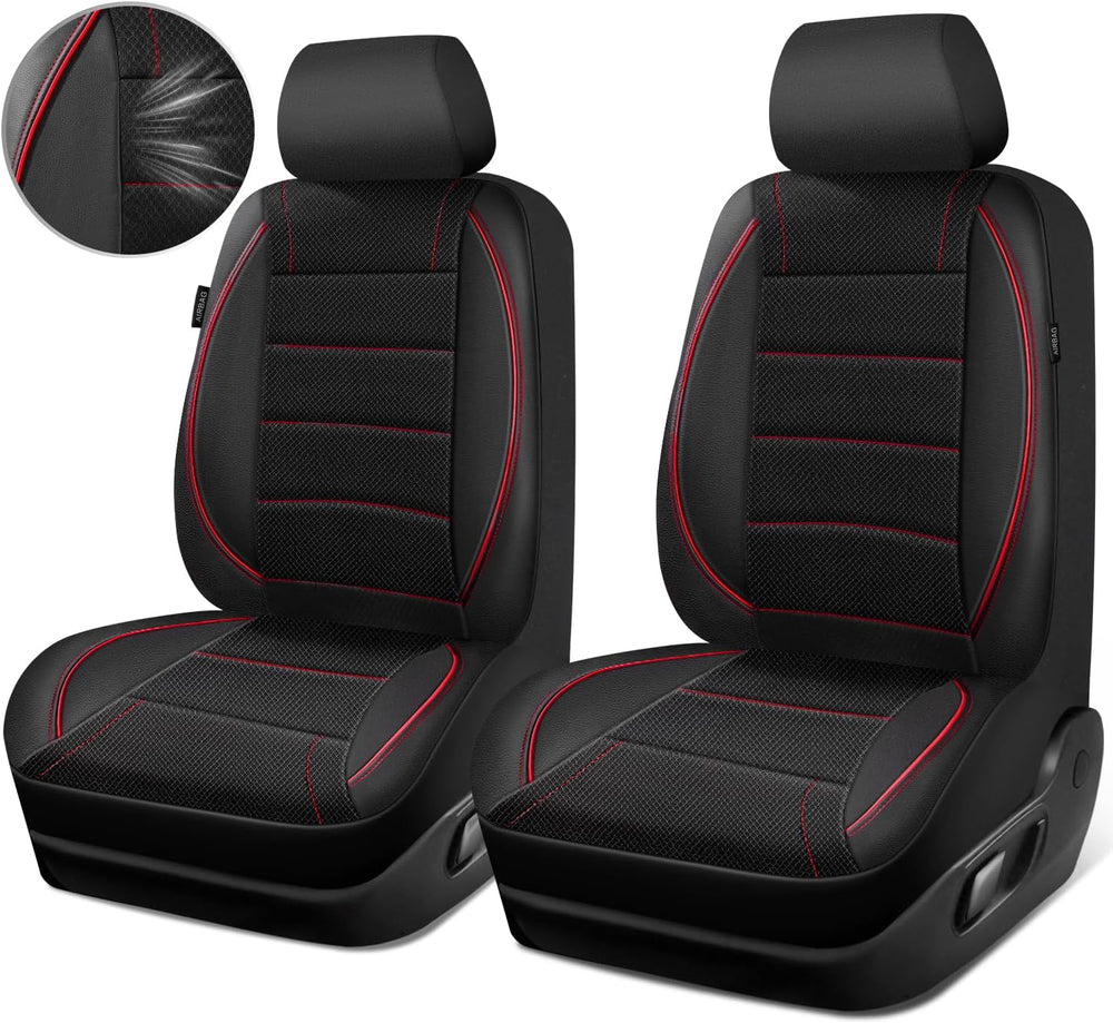 CAR PASS Air Mesh Leather Car Seat Covers Front Seats, Breathable Two Front S...